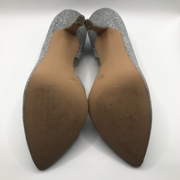 BCBGeneration Women's Silver Sparkly Pointed Toe D'Orsay Stilleto Pump Size 8 - Picture 9 of 10